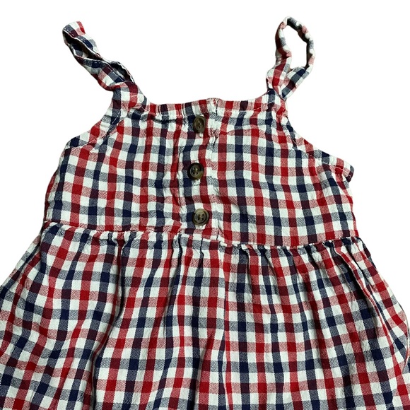 Old Navy | Girls Tiered Red White Blue Plaid Size 12-18M - Picture 2 of 5